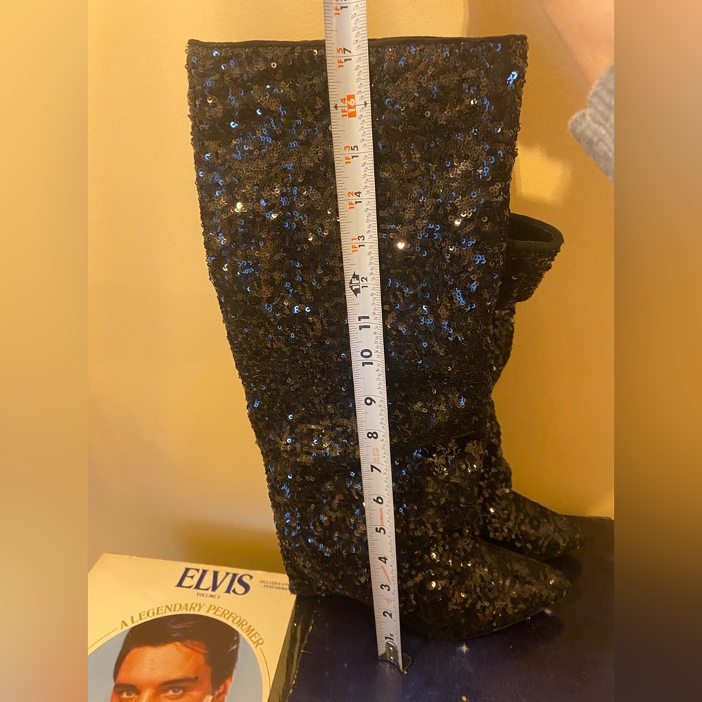 🖤 New without tags✨ Black Sequin high heel cuffed Women's Boots ✨ - Picture 7 of 9